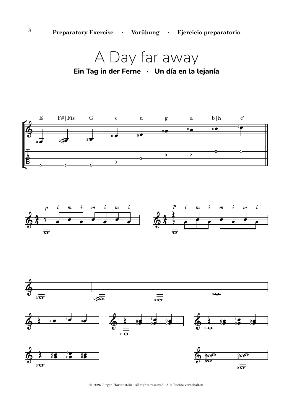 Beispiel einer Vorübung aus 12 Days with my Guitar